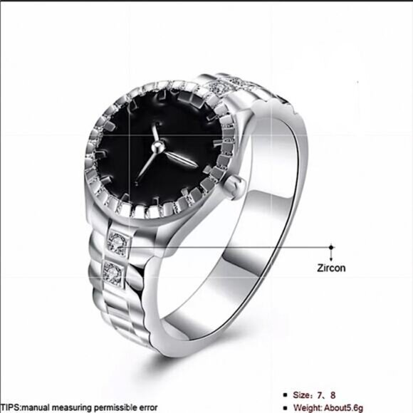 Sterling Silver Clock Face Ring - Picture 6 of 6